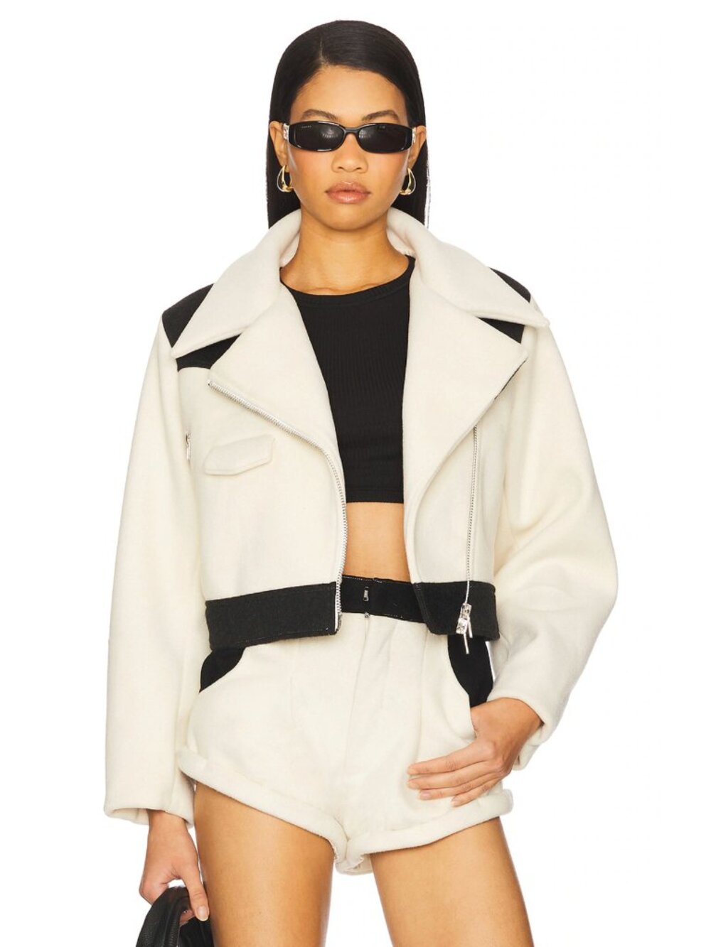 NEW Understated Leather x REVOLVE Love Story Jacket Black & Cream White Bomber